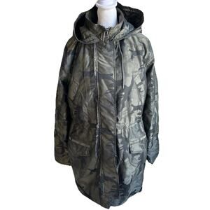 Abercrombie & Fitch Womens 3-in-1 Parka Jacket S Olive Camo Faux Fur Hood Coat